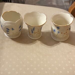 Lenox Floral Vases with Gold Trim